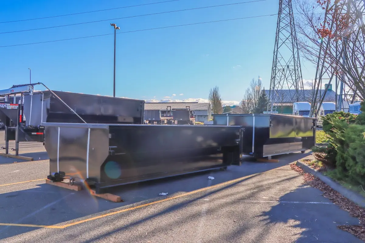 Roll-off dumpster ready for waste disposal at job site for Estate Cleanout Dumpster Rental in Box Elder